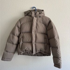 Aritzia Super Puff Shortie Taupe Tan Puffer Jacket